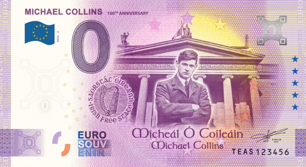Michael Collins 100th Anniversary 0 Euro Banknote